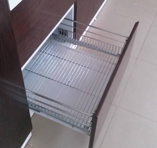 Ngăn kéo để xoong nồi inox nan 304 cao cấp giảm chấn gắn liền