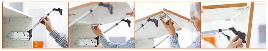 4 bước lắp đặt tay nâng Blum
