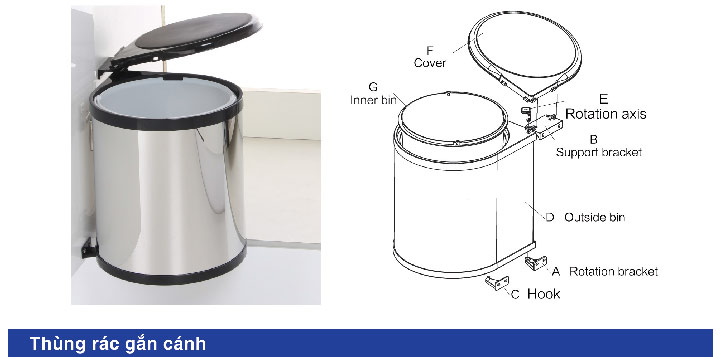 Thùng rác gắn cánh