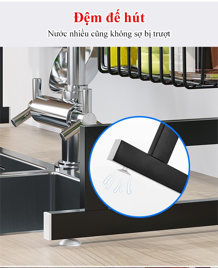 đệm hút chân không giá để đồ trên chậu rửa bát inox 304