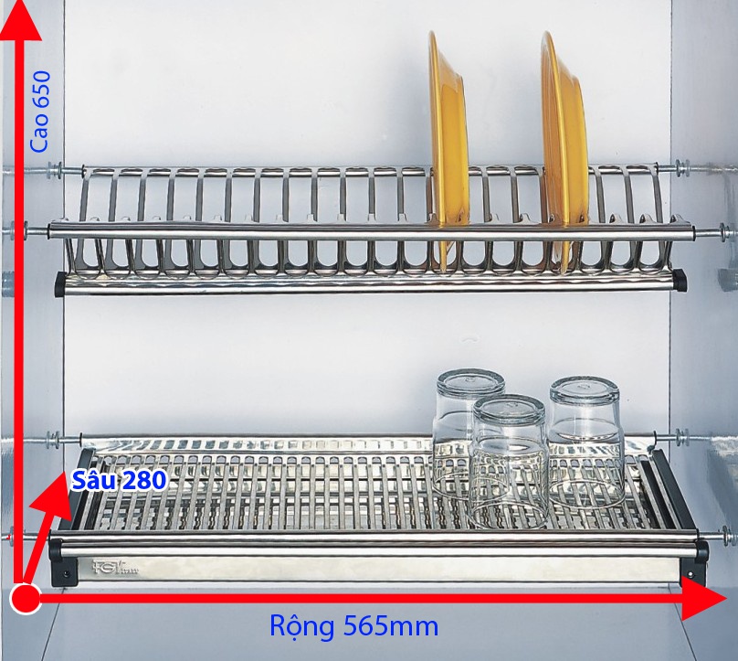 giá bát cố định 3 tầng chữ V inox 304 luxury lx.0260