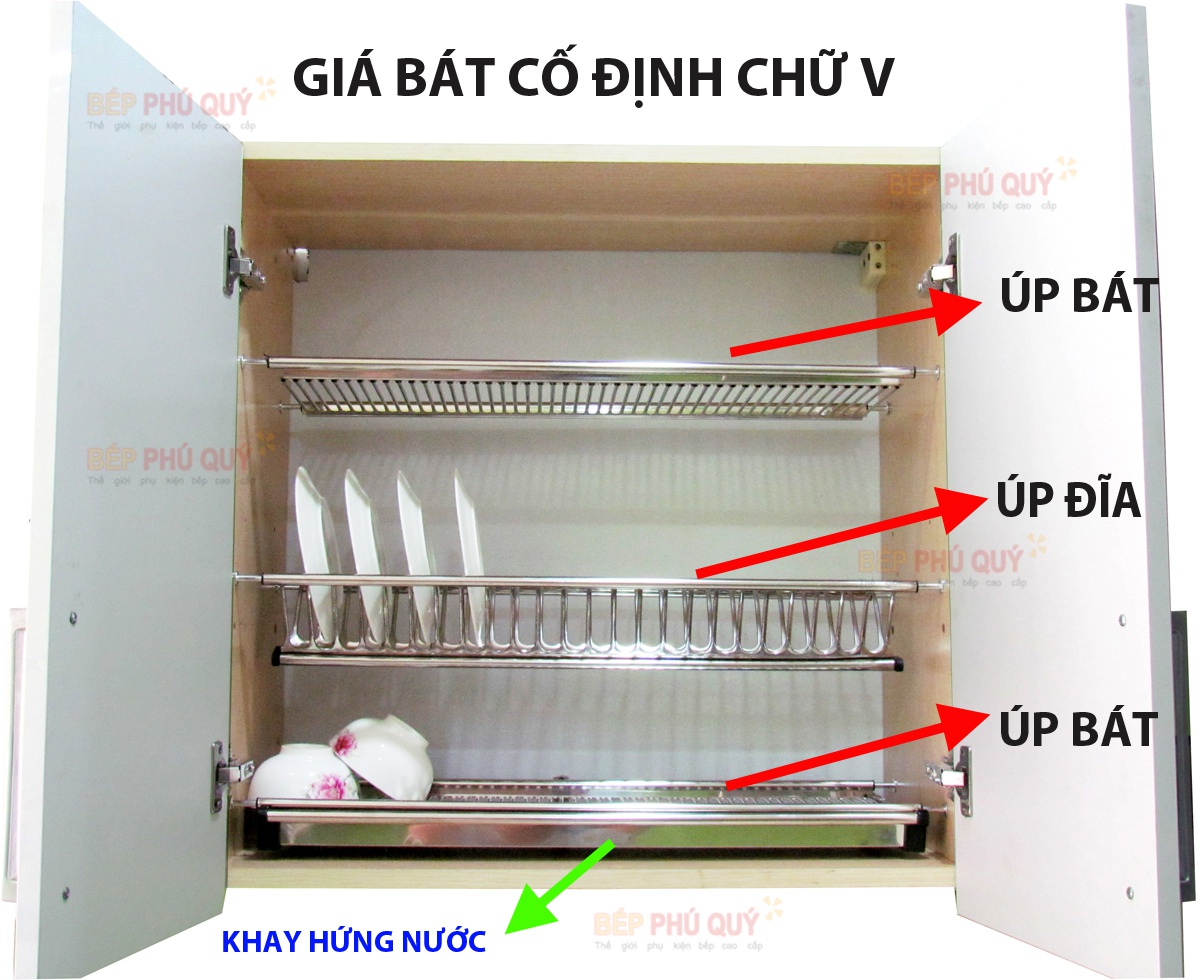 giá bát cố định chữ V luxury 3 tầng