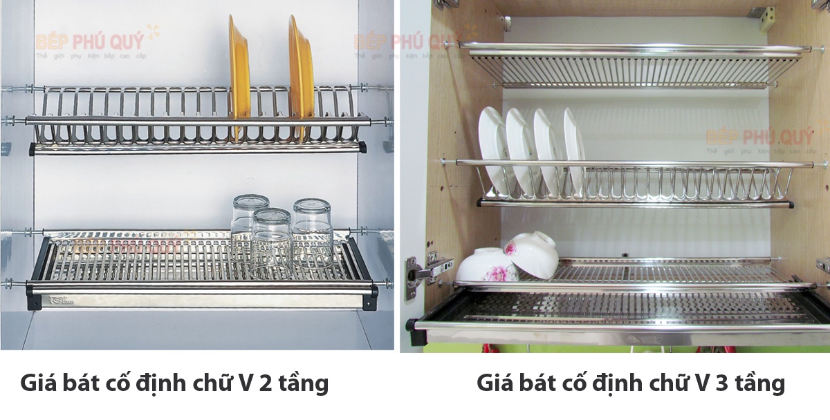 giá bát cố định inox 304 2 tầng hoặc 3 tầng