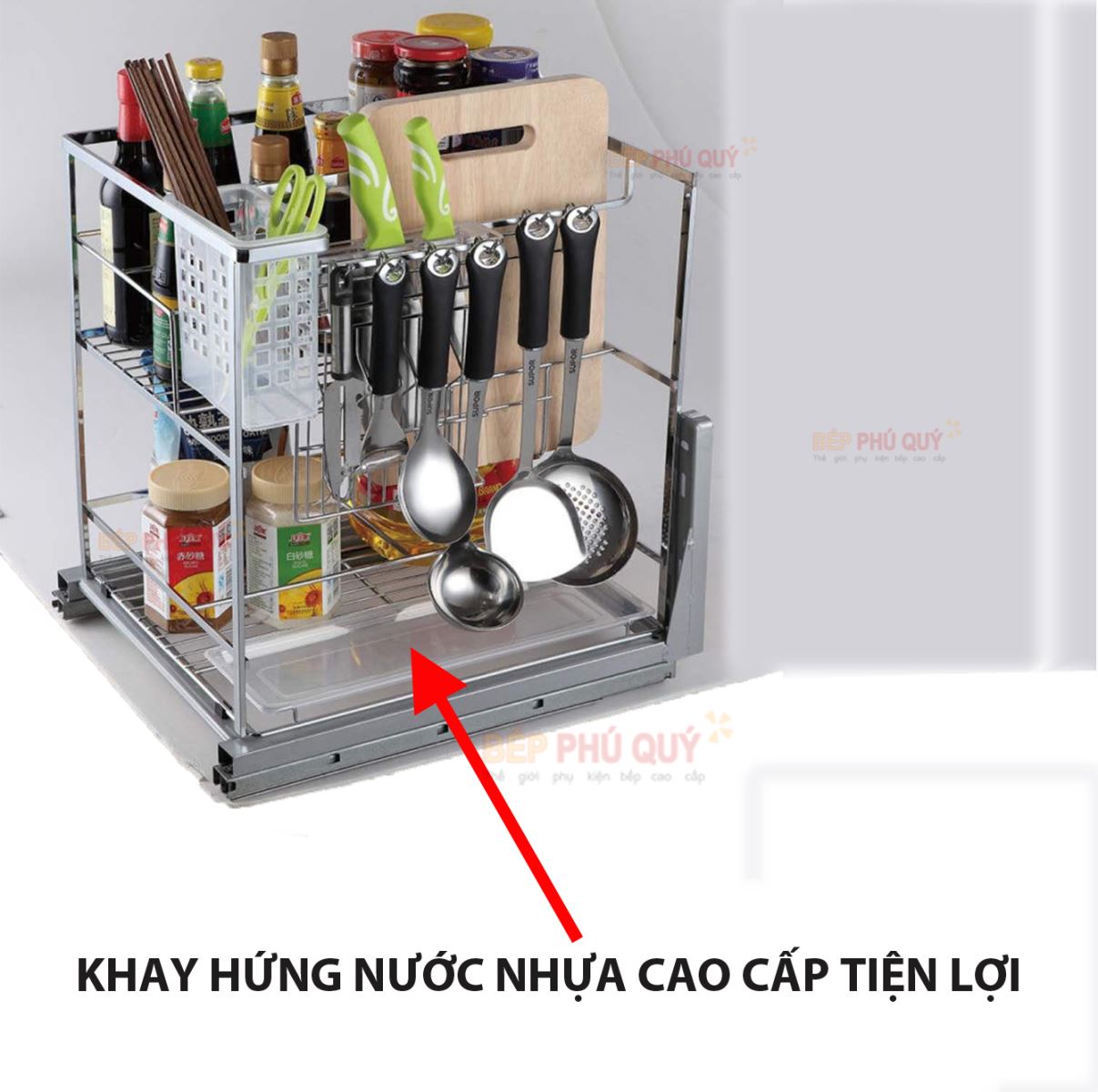 khay hứng nước giá gia vị dao thớt đa năng inox 304 thương hiệu luxury