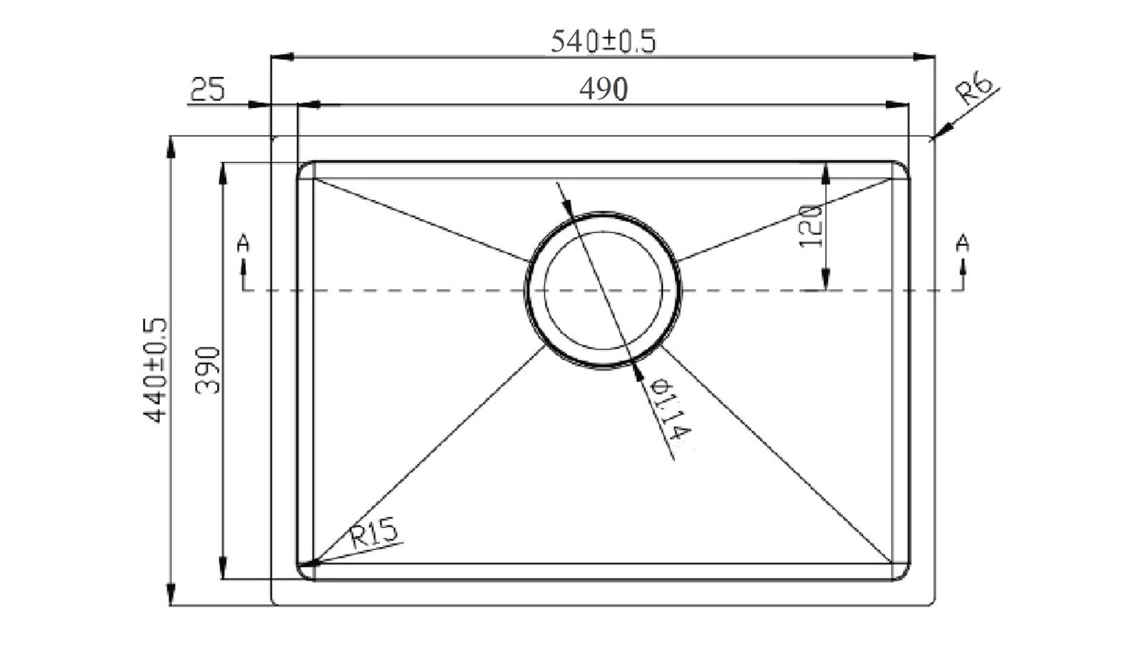 kích thước chậu rửa bát konox KN5444SU