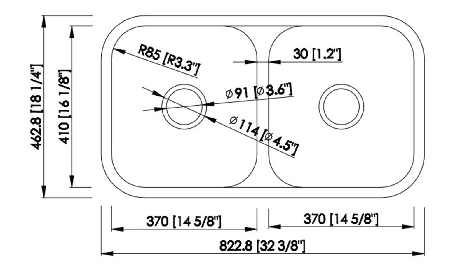 kích thước chậu rửa bát konox KN8246DUA