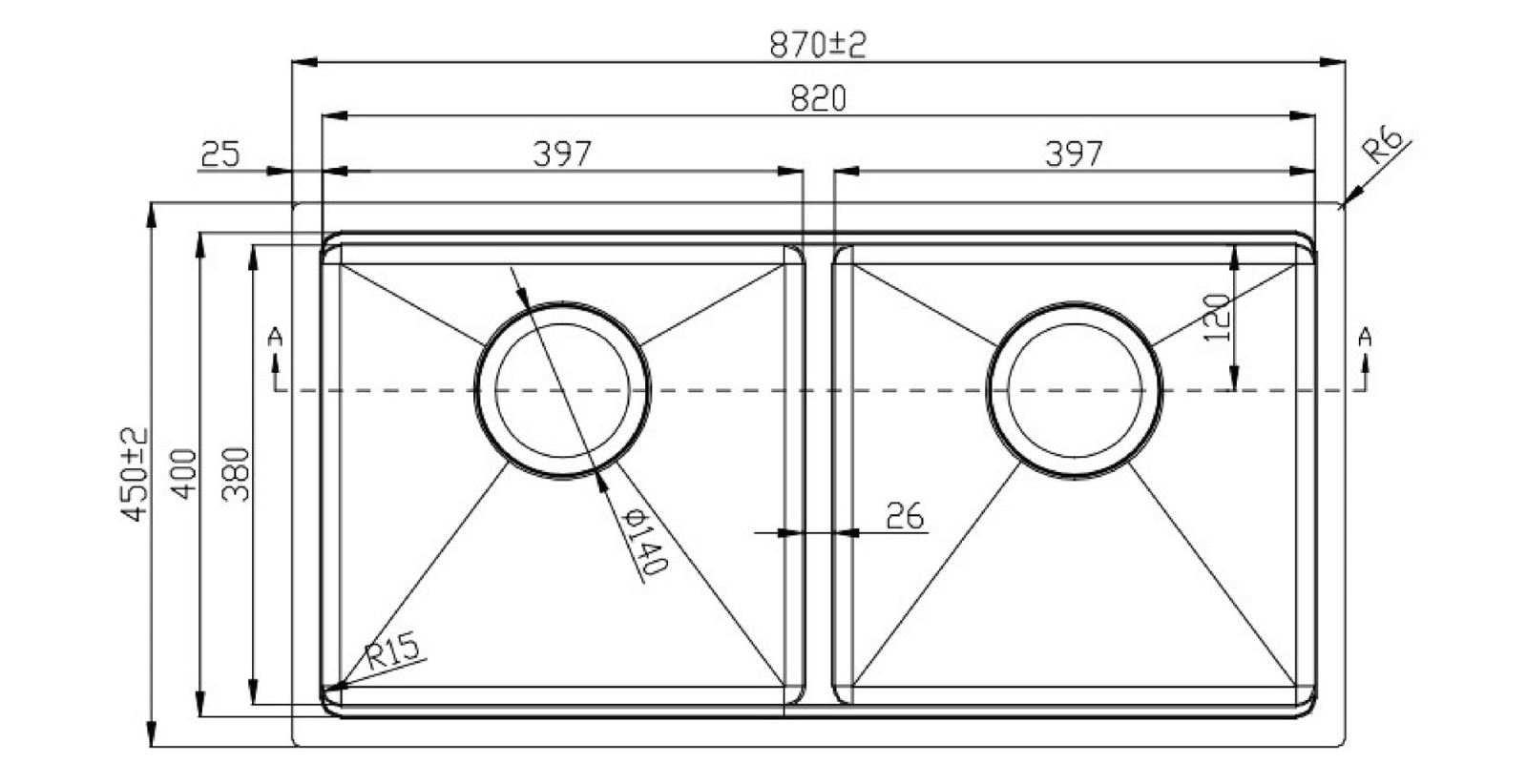 kích thước chậu rửa bát konox KN8745DUB