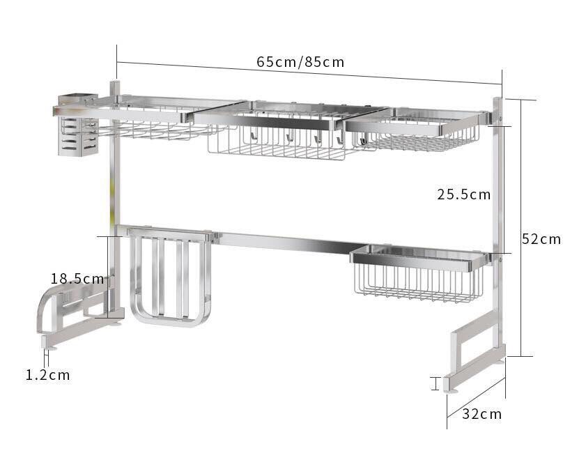 kích thước tiêu chuẩn giá đựng đồ đa năng trên chậu rửa