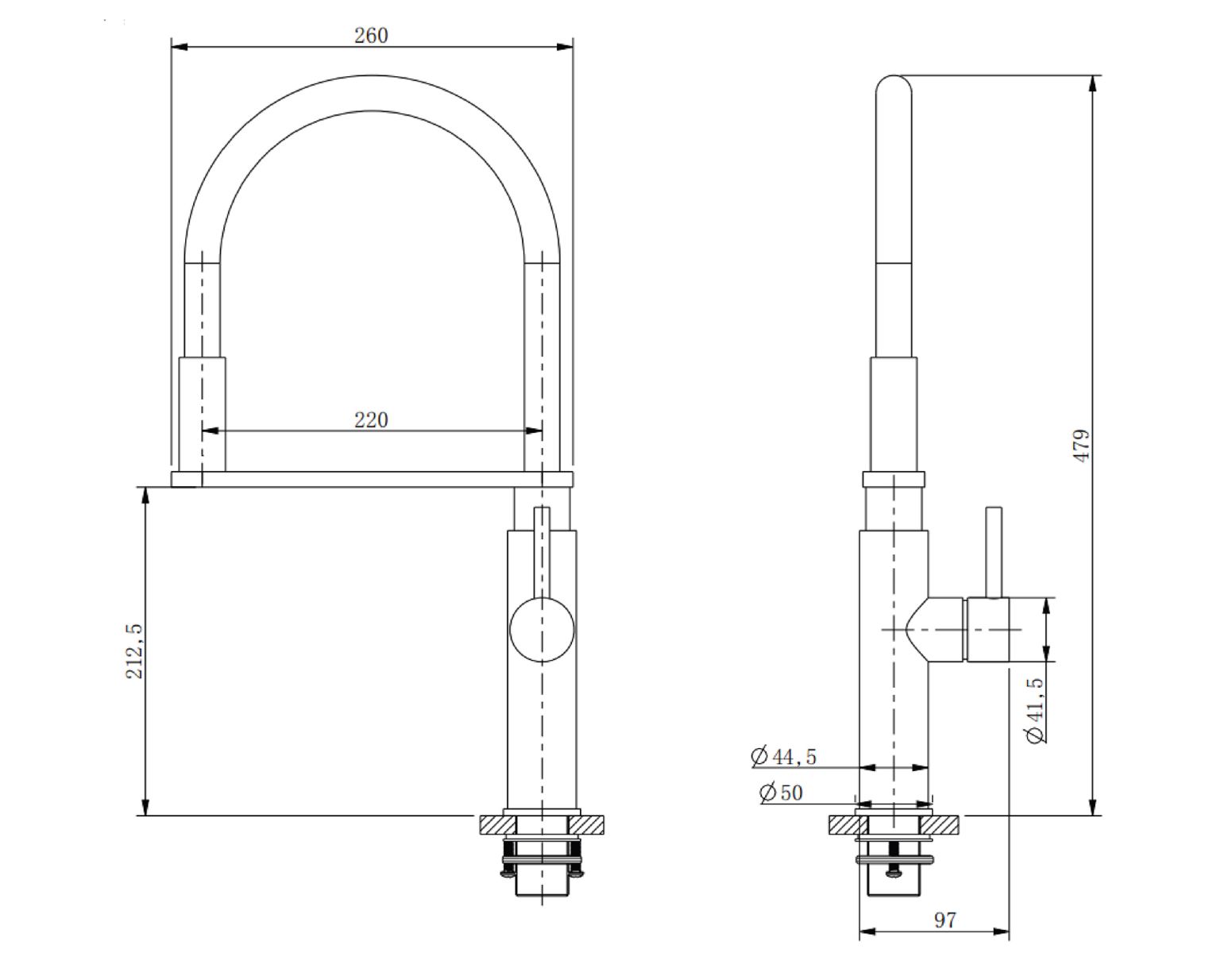 kích thước vòi rửa bát konox KN1618