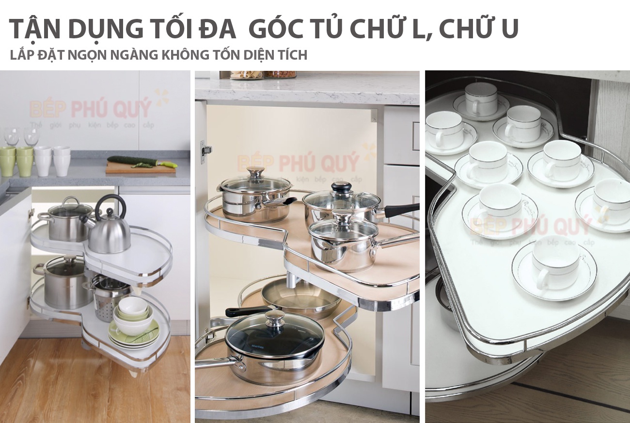 giá góc mâm xoay hình lá lắp đặt sử dụng tiện lợi