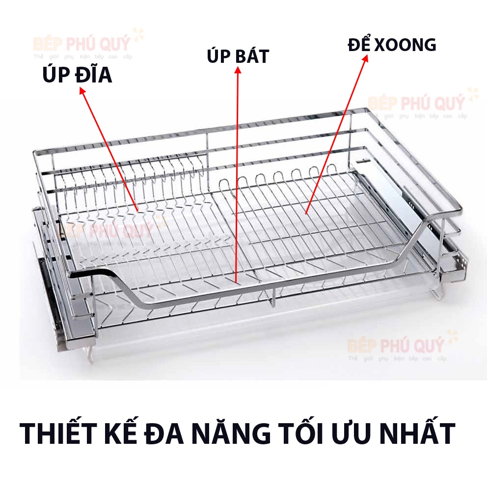 thiết kế tiện lợi ngăn kéo giá bát xoong nồi đa năng inox 304