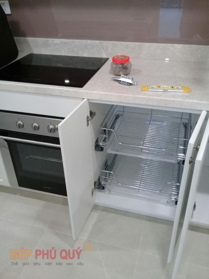 ngăn kéo để xoong nồi inox 304 2 tầng