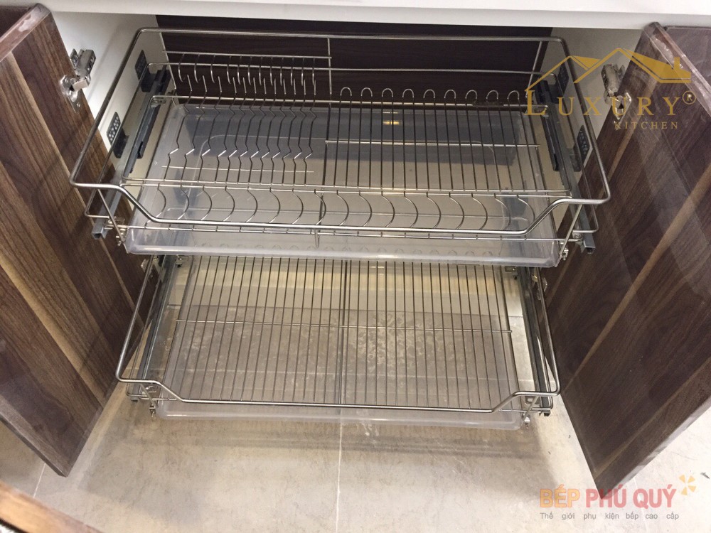 ngăn kéo để xoong nồi inox 2 tầng