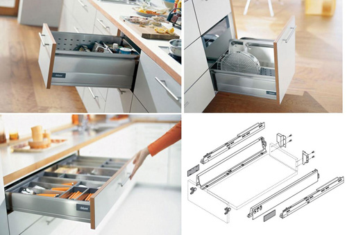 hệ ray âm giảm chấn phụ kiện tủ bếp thông minh