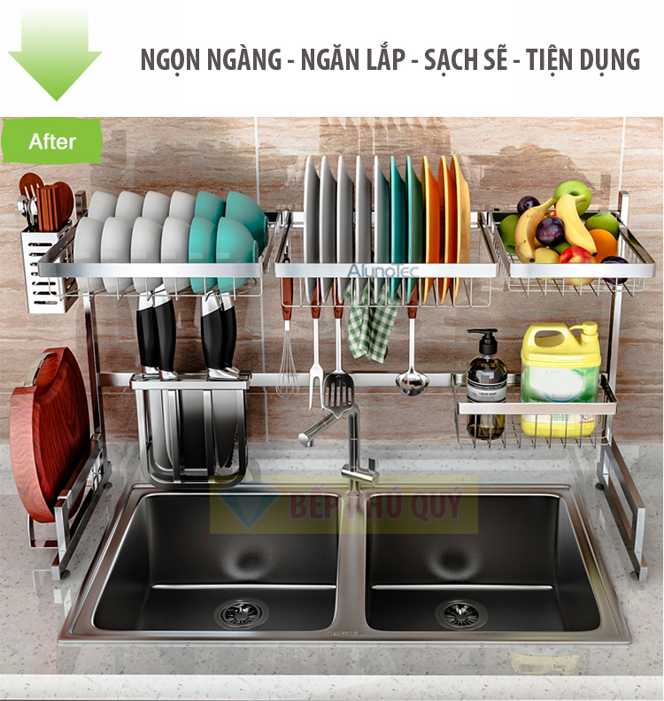 kệ giá để đồ trên chậu rửa bát inox 304