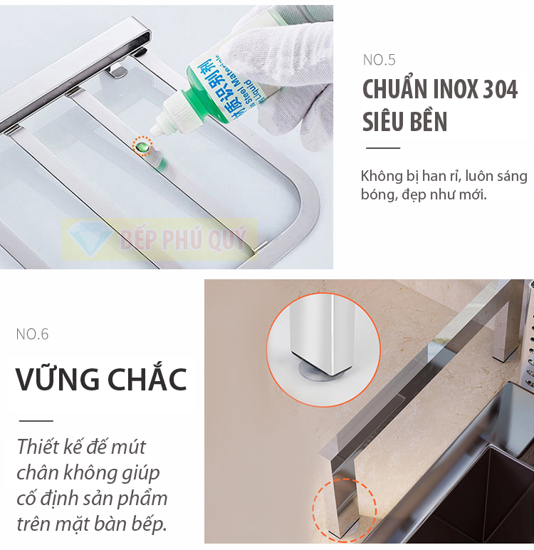 Thiết kế inox 304 siêu bền luôn sáng bóng