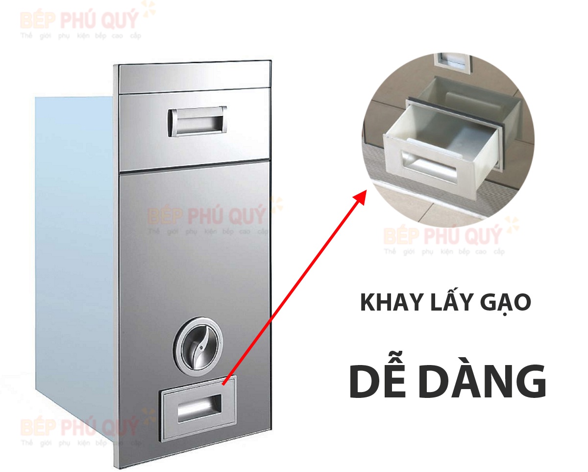 thùng gạo mặt gương cao cấp luxury dễ dàng lấy gạo