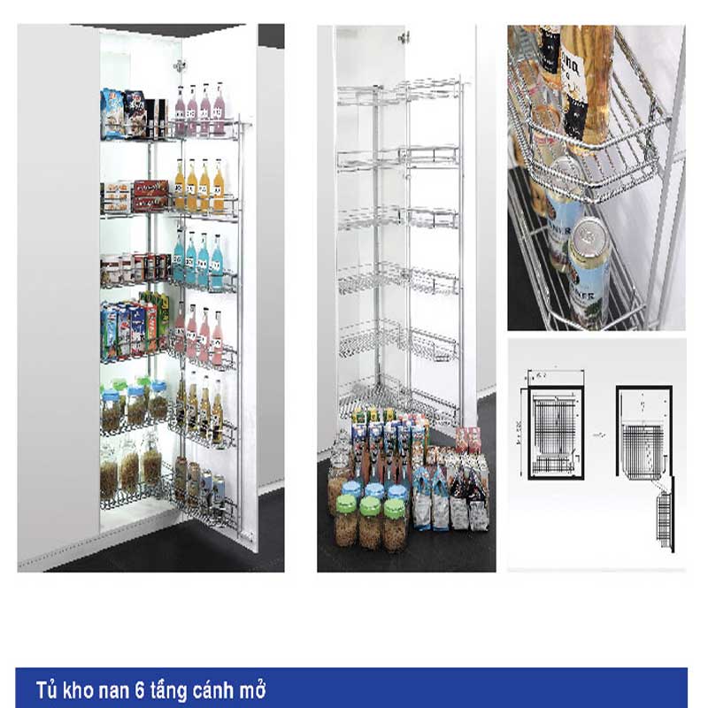 tủ đồ khô 6 tầng cánh mở