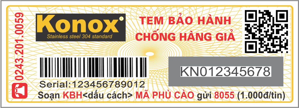 Tem chống hàng giả vòi chậu Konox