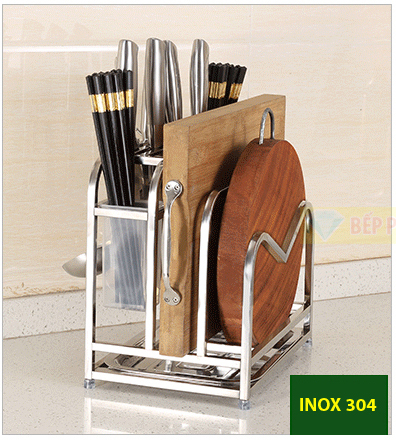 Kệ cài dao thớt inox 304 kèm ống đũa - BPQ.016